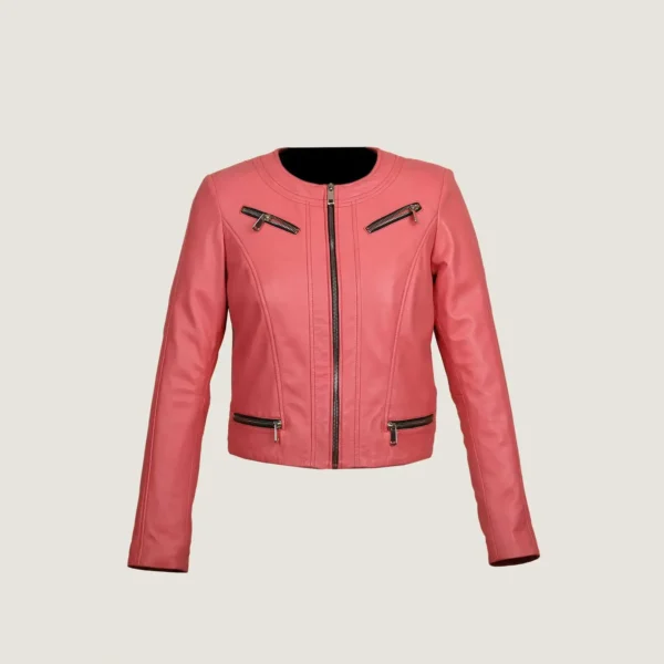 camicia pelle biker rossa per donna