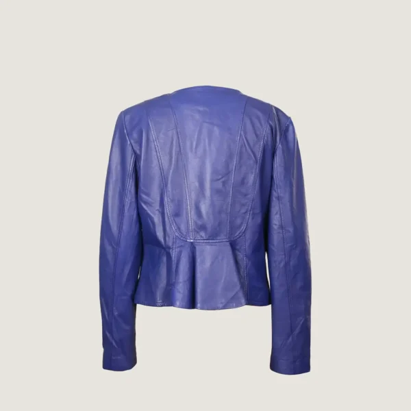 Giacca pelle blu biker donna