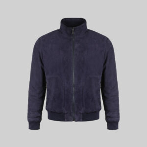 Giacca Scamosciata Blu con Pelliccia