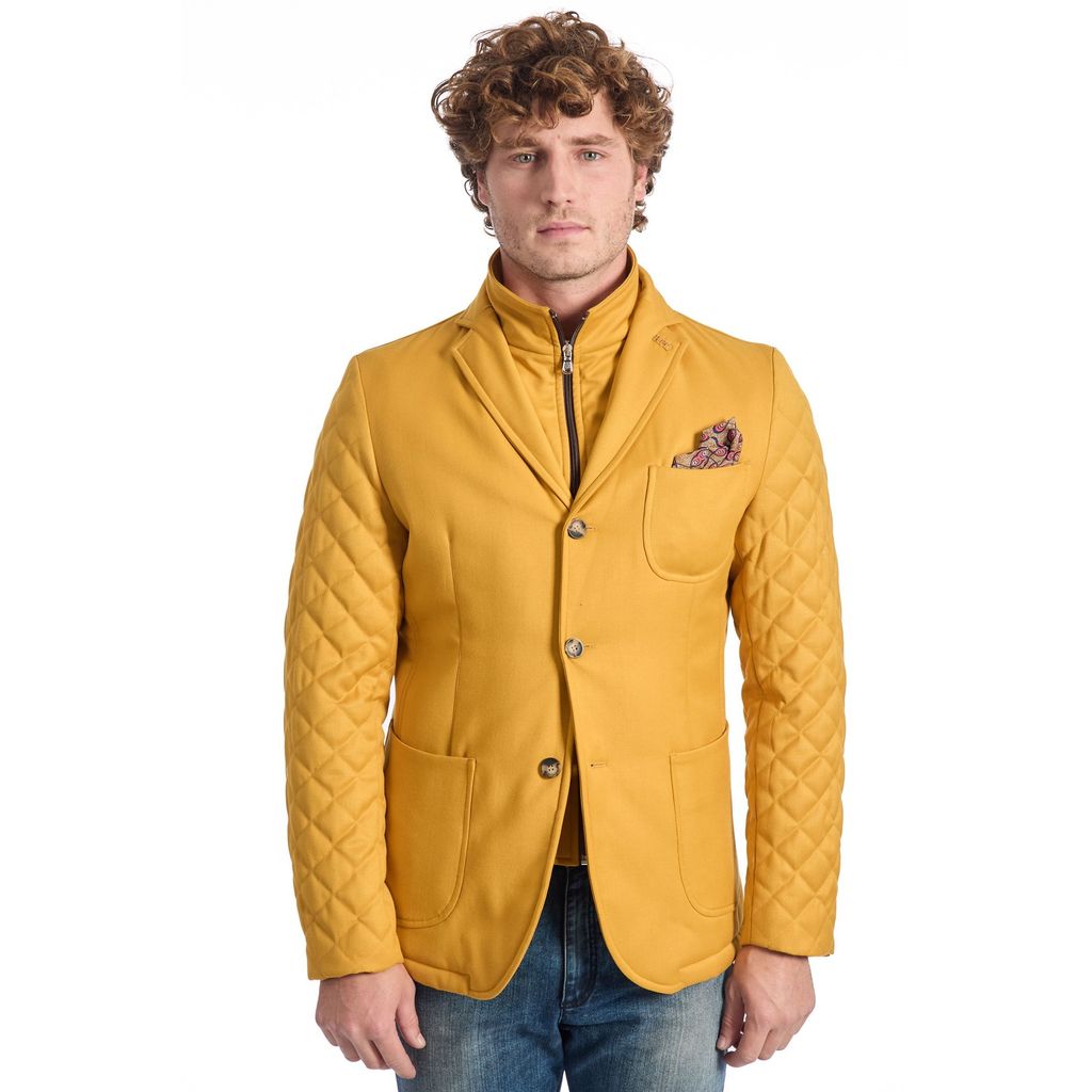 Blazer Trapuntato Giallo Senape da Uomo